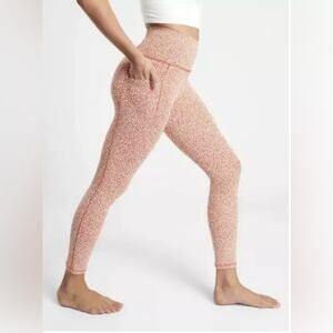 Athleta Salutation Leggings Stash Pocket II Textured Orange 7/8 Size XL